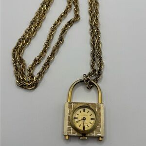 Vintage Briot Swiss 17 Jewel Incabloc Padlock Pendant Watch Necklace